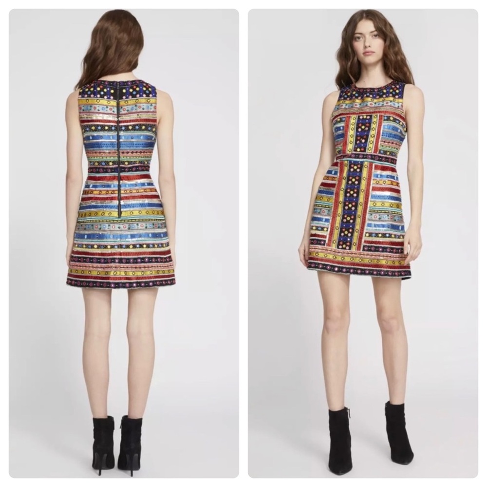 ALICE + OLIVIA Embroidered Embellished Dress - Picture 3 of 11